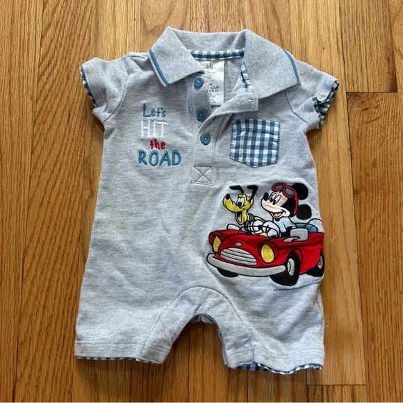 Disney Baby by The Disney Store Mickey and Pluto onesie size 0-3 months - Picture 5 of 12